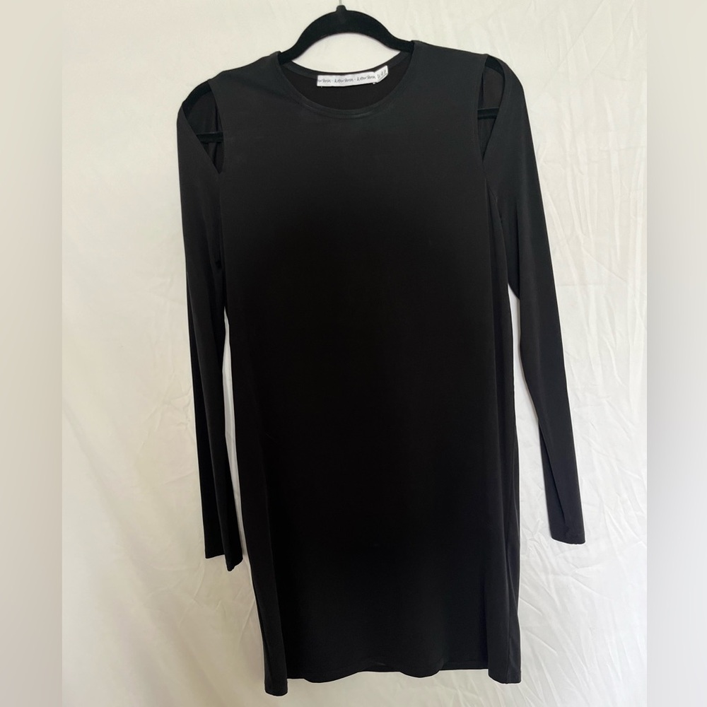 & other stories little black dress, so soft, drapes beautifully. Open shoulder